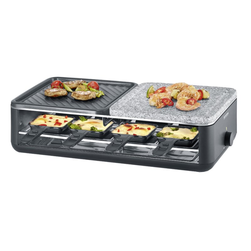 SEVERIN raclette grill RG 2366, pierre naturelle/plaque grill, 8 poêlons, 1300 W